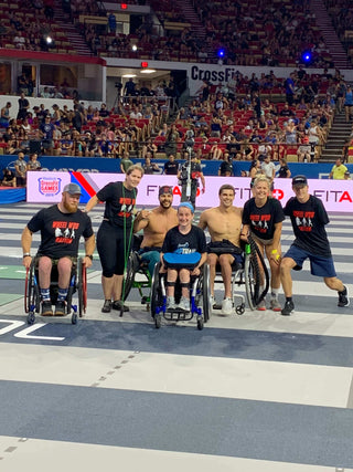 Adaptive athletes at he 2017 CrossFit Games doing an exhibition of adaptive fitness on the main coliseum floor between main events