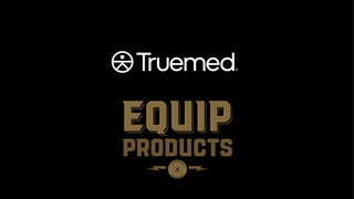 TrueMed Logo and Equip Products together on a black background