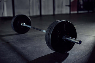 Barbell on a empty gym floor