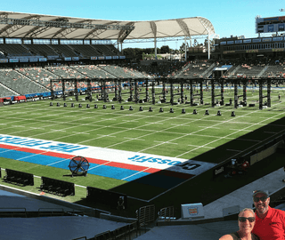 CrossFit Games Carson California Tennis Stadium with Mark and Dana pictures inserted.