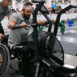 Athlete using Equip Bike Handles on Echo Bike