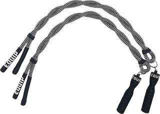 Twisted Black and White Ropes with Handles Used as Multi Ropes™ for low impact jump rope stimulus on a white background