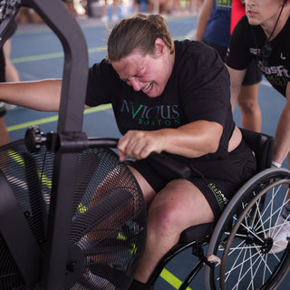 Lady using Equip Products Echo Bike Handles during a competition