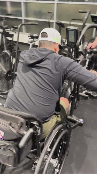 Edwin Munoz using the Assault Bike with Adaptive Bike Handles