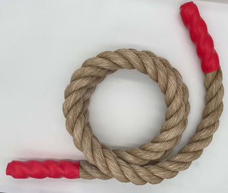 A Large 2" brown rope with pink handles called a Monster Rope on a white background.
