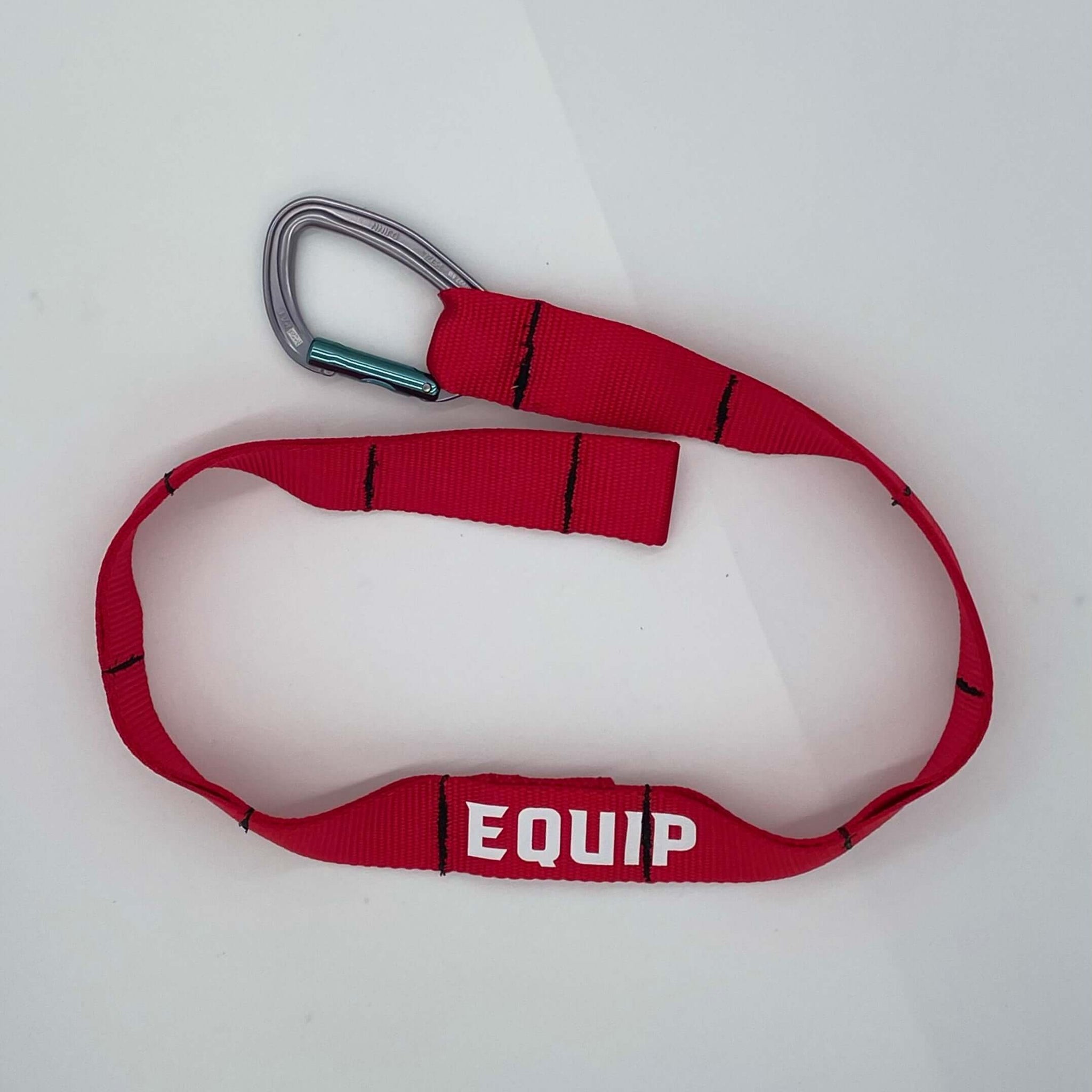 Accessory Aldridge Arm Daisy Chain Red Strap with a blue carabiner on it
