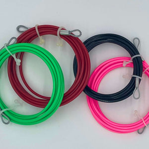 Green, red, black and pink replacement cables for the Mono Rope