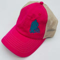 Pink with Tan Mesh (Bright Blue Embroidery)