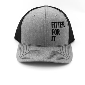 Fitter For It Grey and black trucker mesh style hat