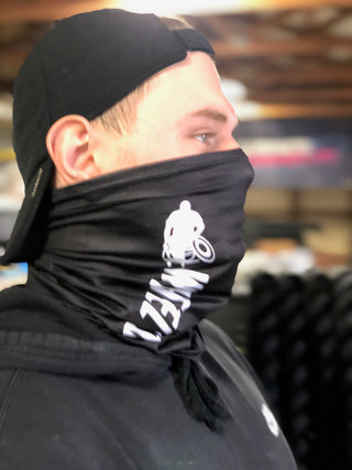 Wheelwod face-shield with white logo side facing