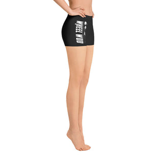 WheelWod women's shorts on a women pictured from the waist down facing right